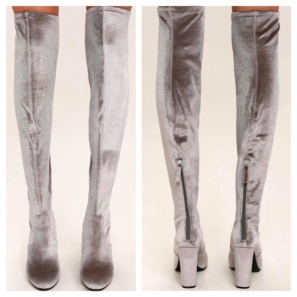 Steve Madden Size 6 OTK Grey Velvet Boots - Picture 2 of 5